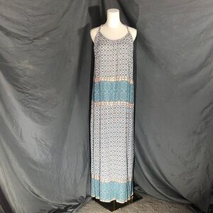 Knox Rose Blue and White Patterned Maxi Dress